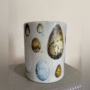 Anthropologie Egg Illustrated Utensil Holder Vase Pot